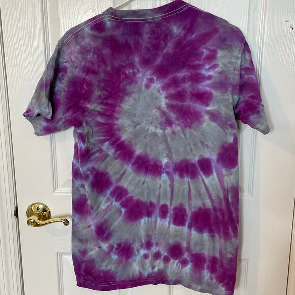 handmade tie dyed unisex tshirt purple gray spiral M - Picture 5 of 5